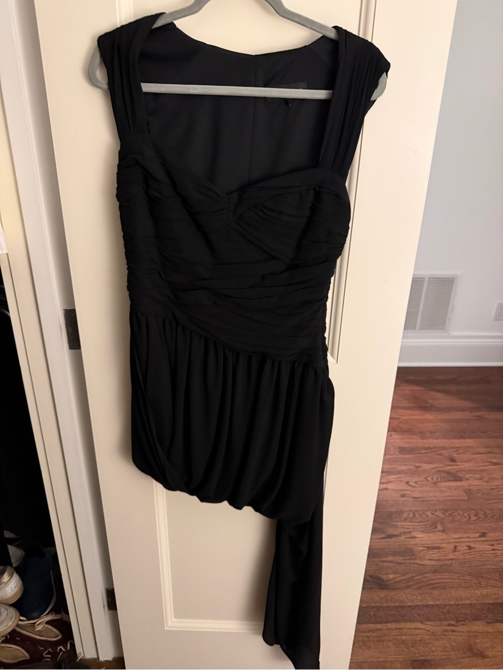 Zara Black Asymmetric One-Shoulder Draped Dress